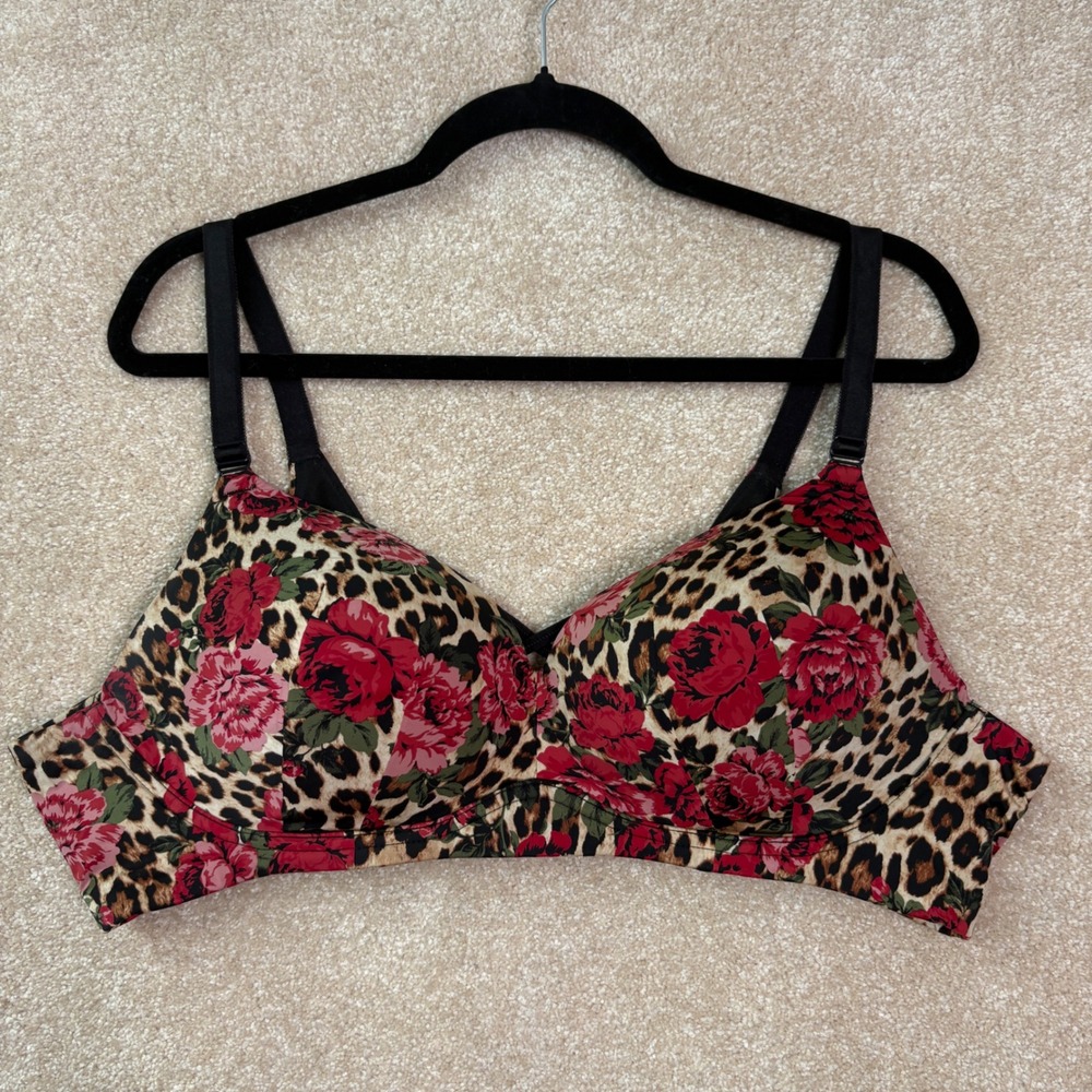 TORRID Curve Bra Womens 44B Leopard Floral Wireless Push-Up Plunge